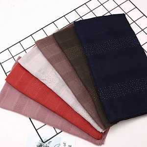 Hot drill monochrome check ladies scarf muslim cotton plain hijab scarf