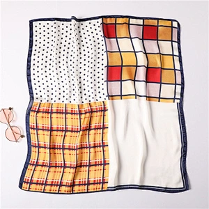 Wholesale color matching 70 * 70cm square polka dot bulk plaid silk scarf silk scarves for women