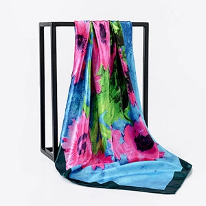 Satin square air conditioner sunscreen scarf women shawl wholesale ladies print shawls scarves
