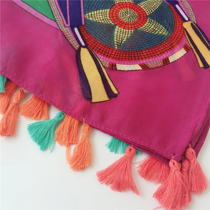 2020 new mercerized cotton encrypted Bali yarn print ladies bali yarn  tassel scarf summer cotton