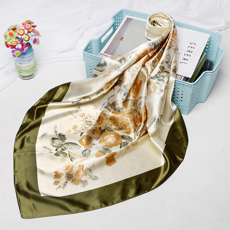 2020 new summer classic shawl female sunscreen print long large square silk scarf
