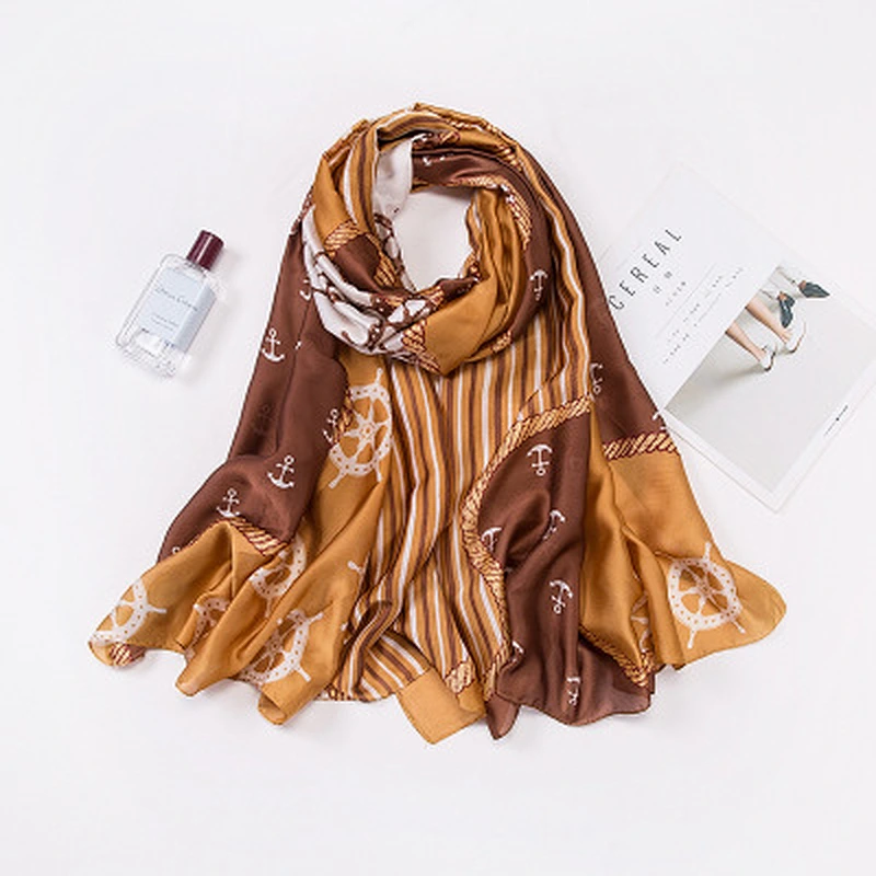 Long scarf sun protection wholesale pashmina double side artificial silk scarf shawl