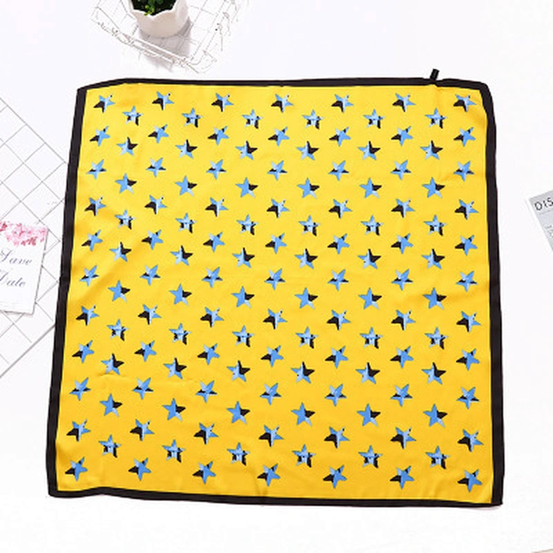 Classic wild star pattern sunscreen scarf fashion square silk scarf women printed