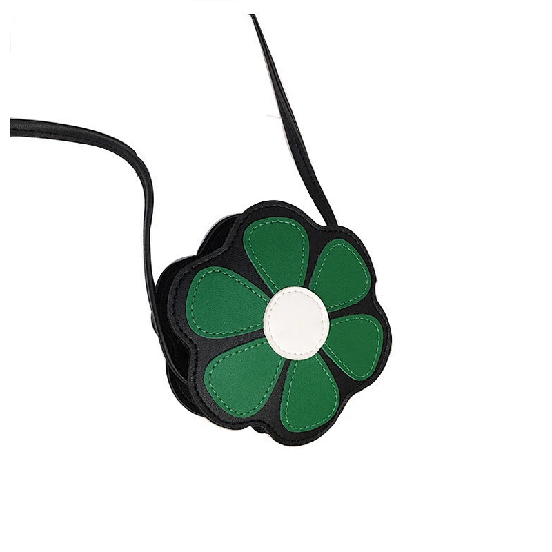 Hot sale children pu mini flower shape bag zipper inclined single shoulder bag crossbody bag