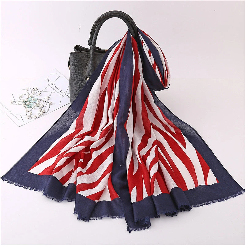 Factory direct animal print polyester long scarf printed arab muslim hijab scarf turban