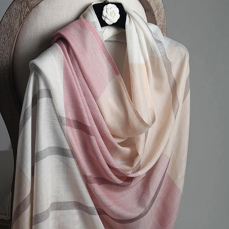 Classic wild short tassel sunscreen scarf women plaid shawl hijab muslim cotton