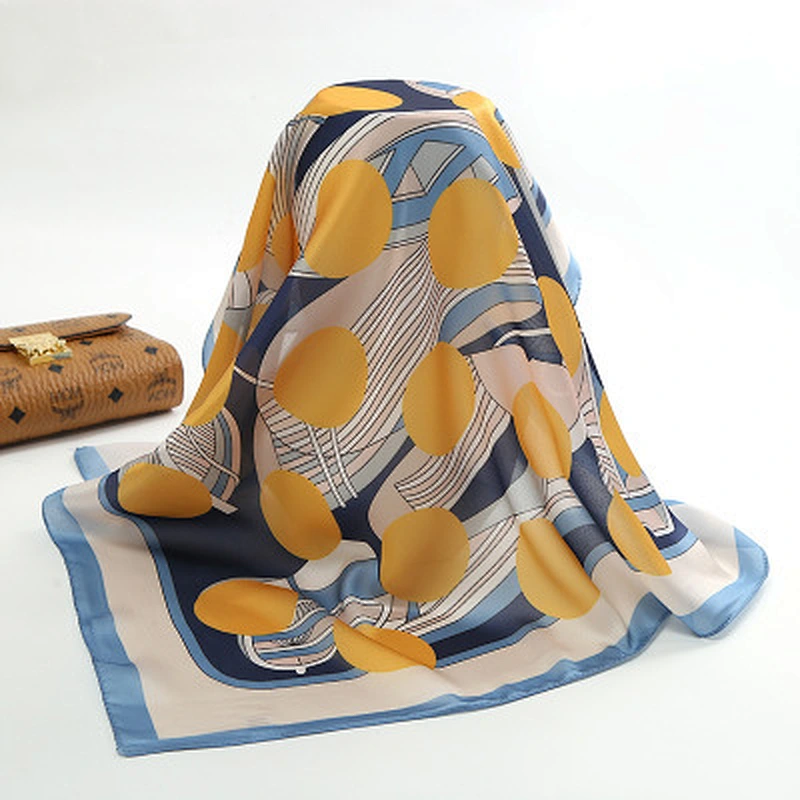 Retro literary print summer decorative scarf polka dot printed silk satin square scarf wholesale