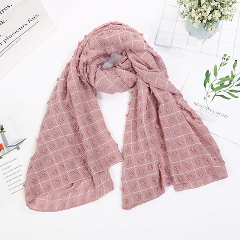Multicolor optional female creased plaid soft muslim wool cashmere scarf winter women