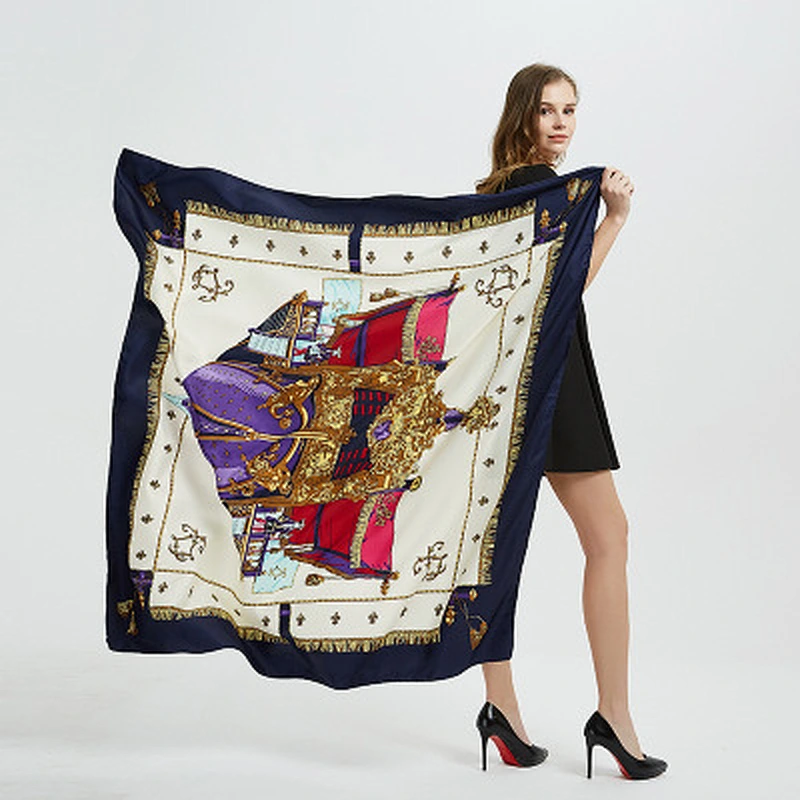 Oversized sunscreen scarf twill silk cheap reversible printing silk shawl wholesale