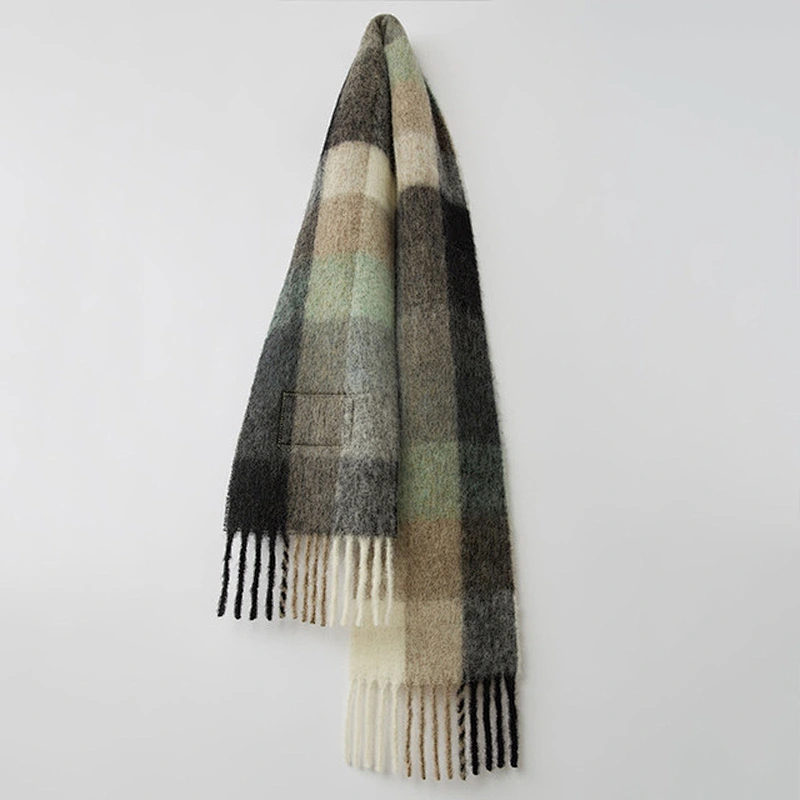 240Cmx37Cm Imitation Cashmere Scarf Long Shawl Scarf Women Rainbow Checked Scarf