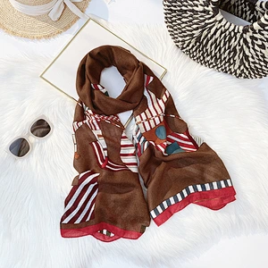 Factory direct sales summer new cotton and linen long satin check pattern cotton and linen hemp scarf