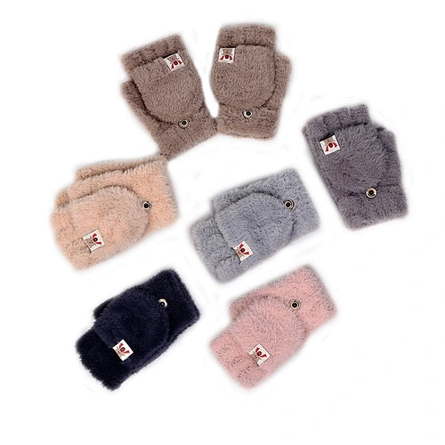 Hot Selling Womens Soft Fingerless Gloves Winter  Warm Flip Half Finger Gloves