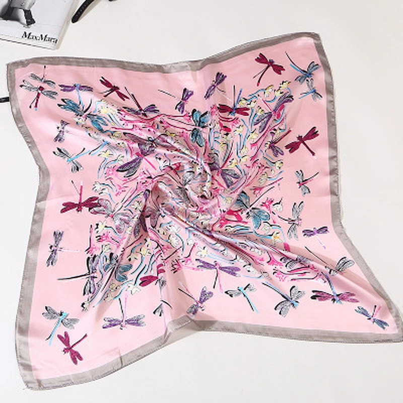 Elegant fashion silky simulation silk summer sunscreen women silk square shawl ladies silk scarves