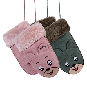Faux Suede Cute Unisex Kids Winter Child Cartoon Mittens Gloves