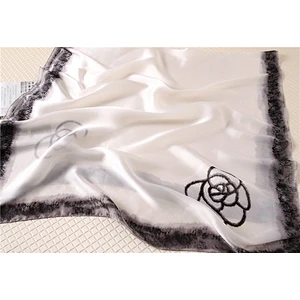 Floral printed all-matching simulation silk sunscreen scarf women summer printing silk shawl scarf
