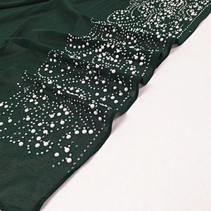 Factory direct sales flower pattern hot drilling pearl wholesale soft muslim cotton hijab scarf