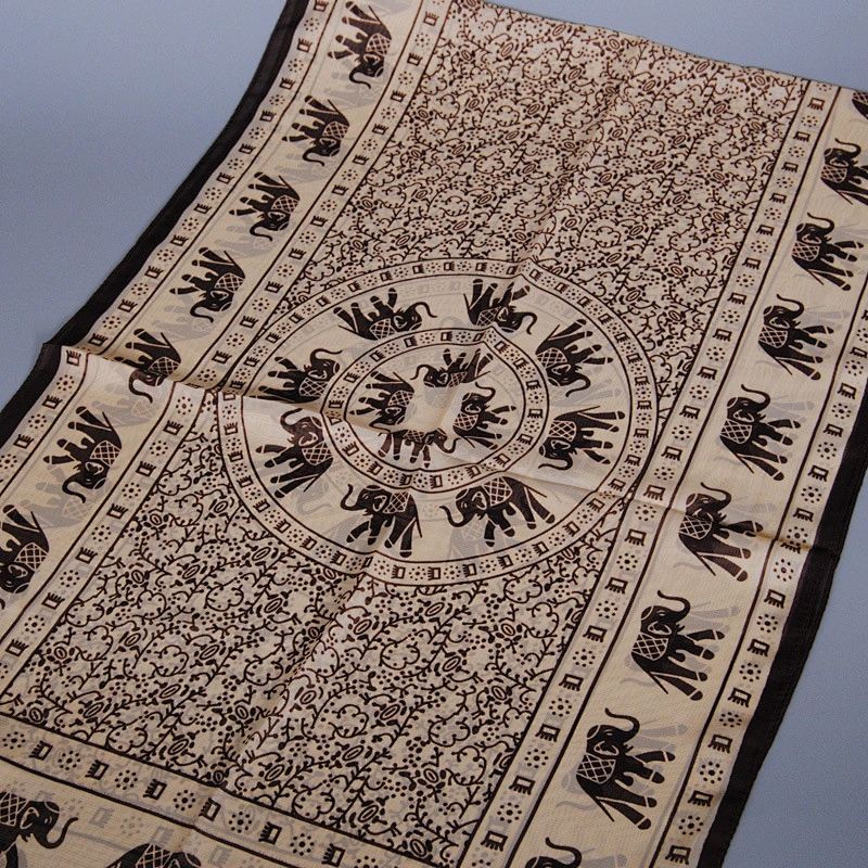New Design chic shawl  Custom Printed 6 color elephant long chiffon scarf women