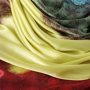 Female simple solid color gradient ramp pattern imitated silk scarf lace shawl muslim wholesale