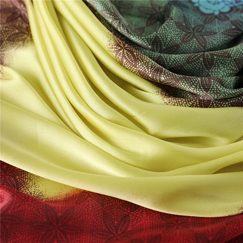 Female simple solid color gradient ramp pattern imitated silk scarf lace shawl muslim wholesale