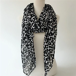 Factory direct black and white leopard beach sunscreen leopard print plain  voile scarf printed