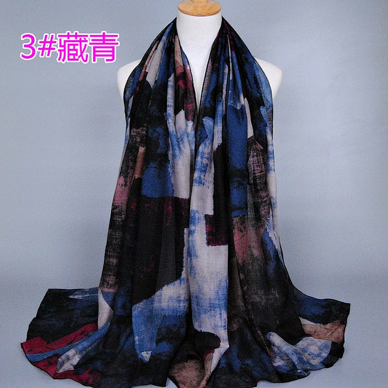 Wholesale 2019 hot sale Summer woman sunscreen shawl  Multi-color blending printed long cotton scarf