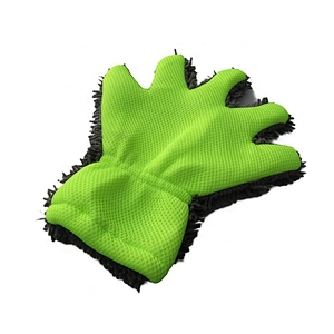 Soft Scratch Free 5-Finger Magic Mesh Plush Chenille Microfibre Car Wash Gloves For Cleaning