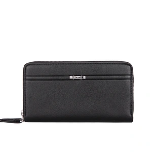 Wholesale custom business style embossing mens leather double zipper clutch wallet