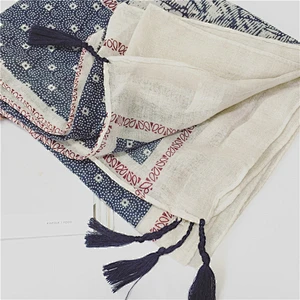 2018 New ladies fashion printing tassel ethnic style 180 * 100cm cotton scarf plain custom