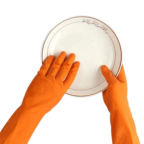 Yellow Latex Rubber Gloves Kitchen Dishwashing Household Latex Rubber Gloves