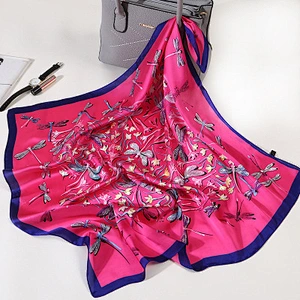 Elegant fashion silky simulation silk summer sunscreen women silk square shawl ladies silk scarves