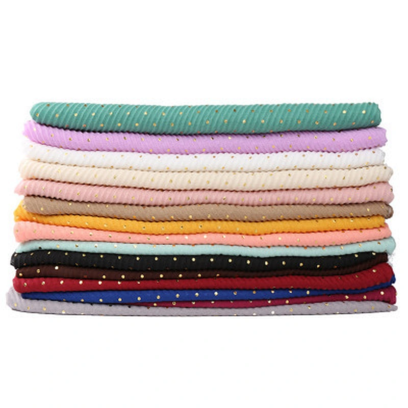 Wholesale monochrome sprinkle gold fold bronzing winter cotton linen hijab scarf women