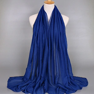 Hot sale 180*90cm 15 Color Stock  cotton muslim beaded hijab scarf