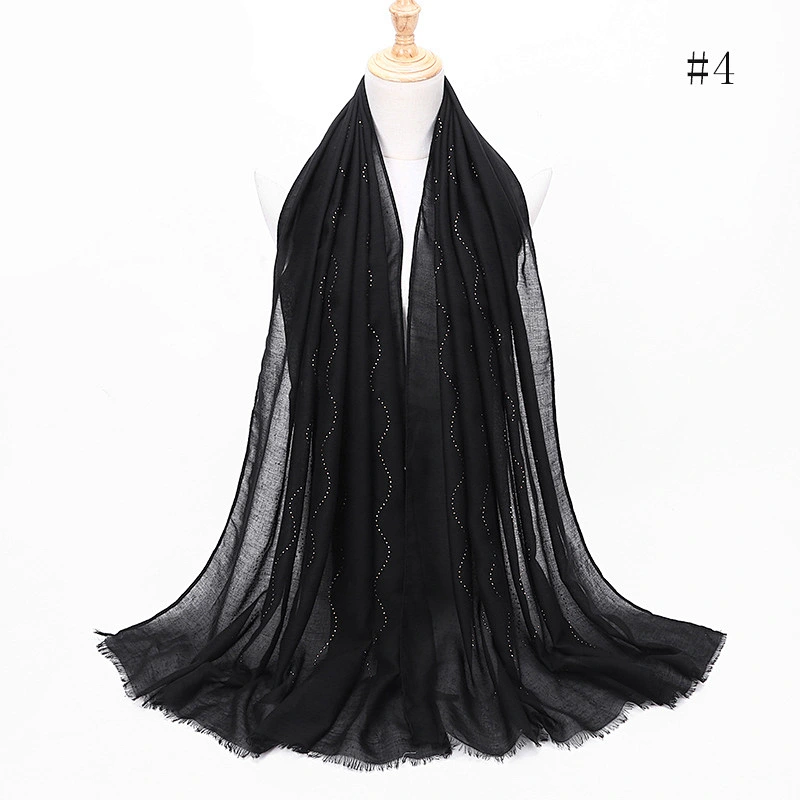 Muslim fashion warm single-head feather stitching solid color plain ladies cotton shawl hijab scarfs