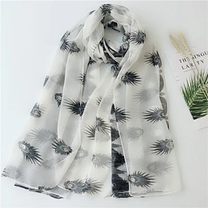 Manufacturer produces 2020 new feather print air-conditioned beach cheap printed chiffon scarves scarf women