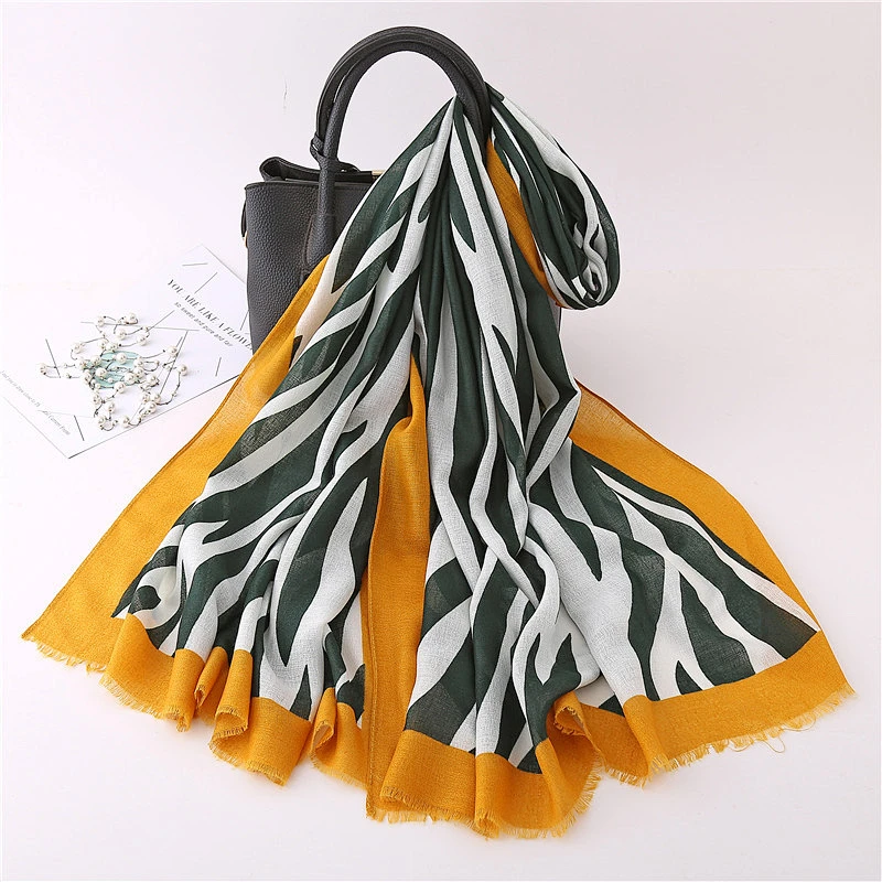 Factory direct animal print polyester long scarf printed arab muslim hijab scarf turban