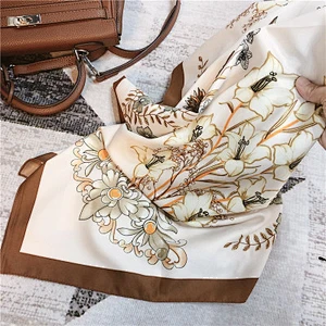 Thin scarf women floral printed sunscreen high quality ladies imitated silk scarf