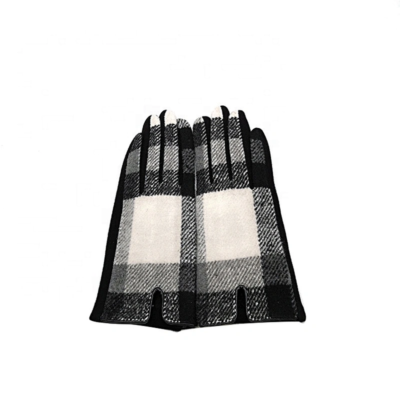 Women Touchscreen Winter Fashion Warm Antifreezing Plaid Gloves