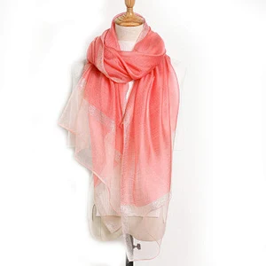 Solid color water ripple sunscreen shawl scarf wholesale china silk long scarf women