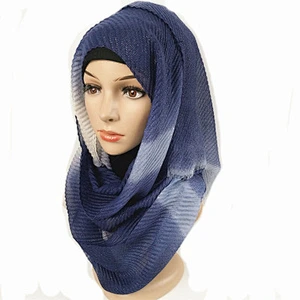 Muslim gradient color long scarf classic wild cotton women's crinkle scarf hijab