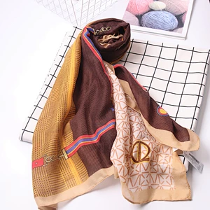 Chain shawl high imitation linen material female beach sunscreen beach custom polyester scarf