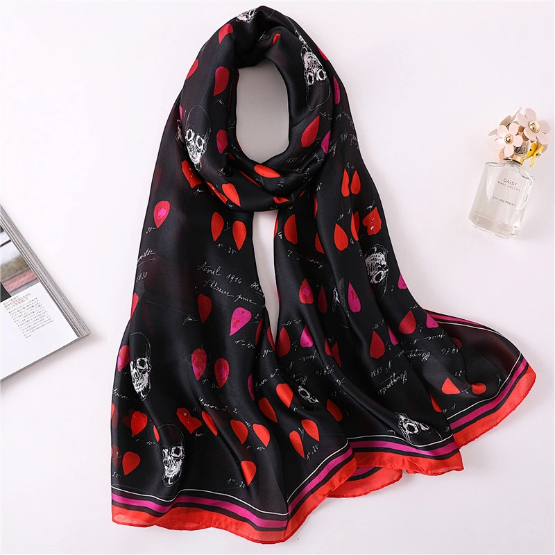 Personalized printed female summer sunscreen high quality silk scarf beach towel shawl