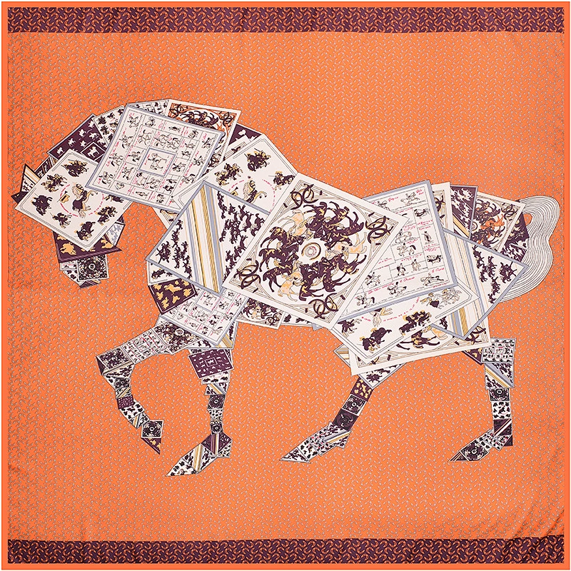 Manufacturer 130cm printed large square travel scarf manufacturer twill women long silk square scarf