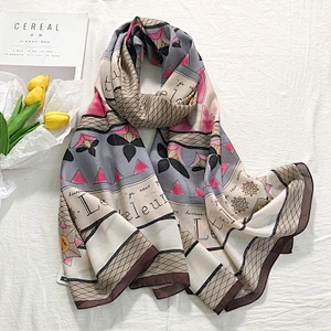 Factory wholesale contrast color printed wholesale long pashmina silk shawl scarf