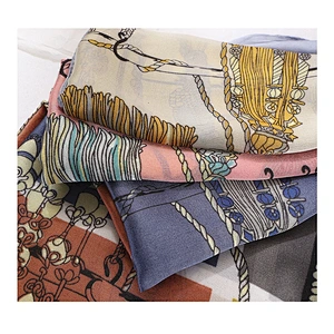 Rope knot printing simulation silk summer thin sunscreen scarf female beach towel pink long silk scarf supplier