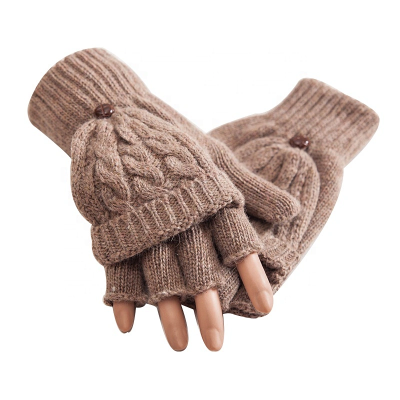 Women's Winter Gloves Warm Knitted Convertible Fingerless Mittens
