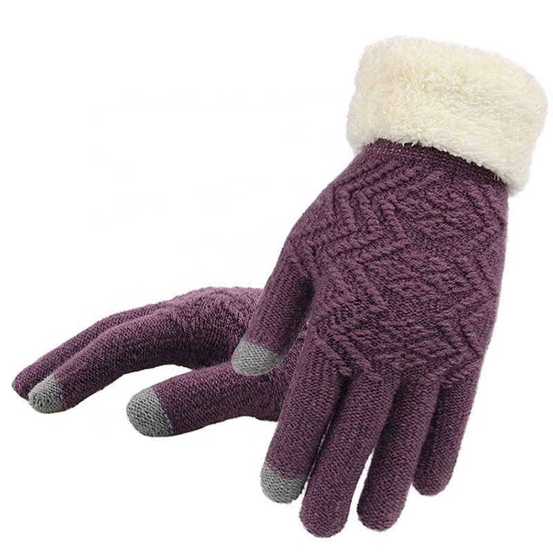 Winter Autumn Women Knitted Gloves Thicken Warm Full Finger Mittens