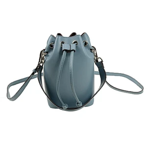 Fashion women genuine leather hand bag lady bucket shoulder handbag with drawstring