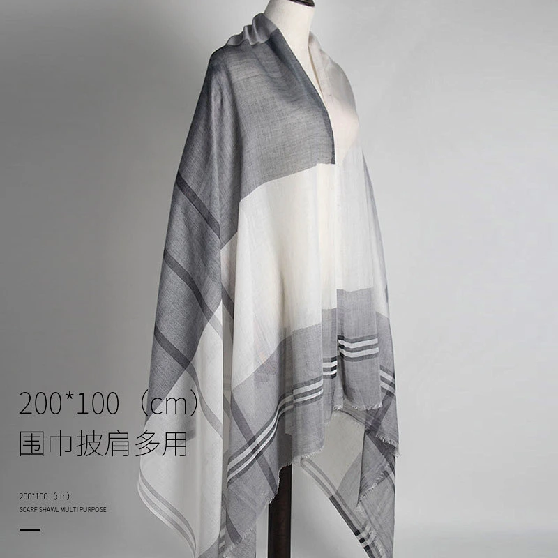 Classic wild short tassel sunscreen scarf women plaid shawl hijab muslim cotton