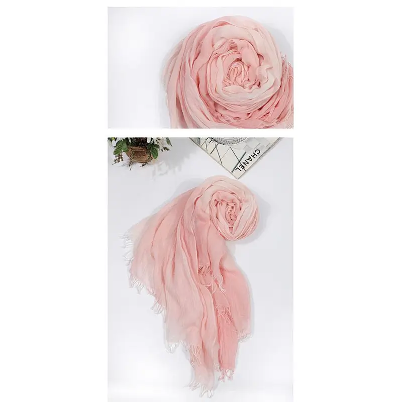 Factory direct sales large size thin women cotton plaid foulard silk scarf