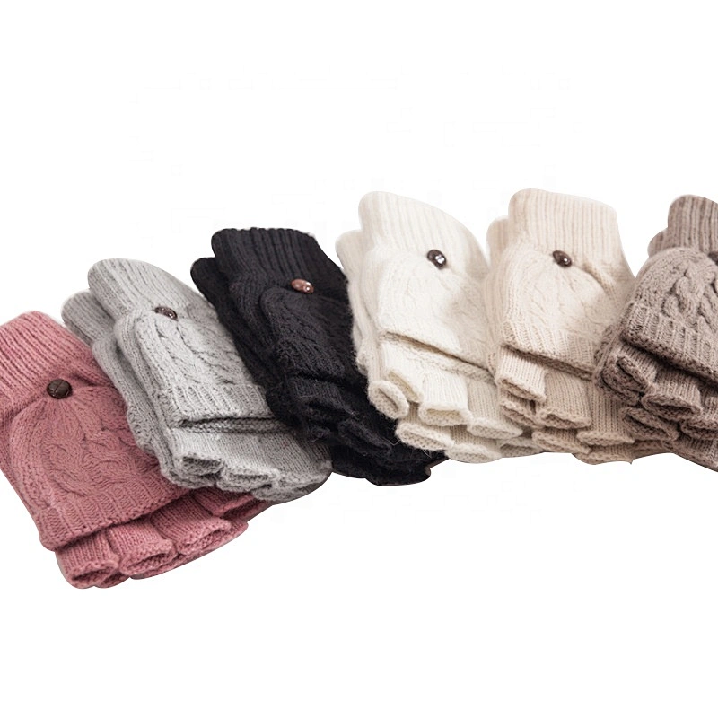 Women's Winter Gloves Warm Knitted Convertible Fingerless Mittens